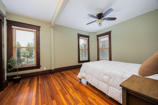 199 E Gates St, Columbus, OH 43206 - bedroom with wood-type flooring and ceiling fan