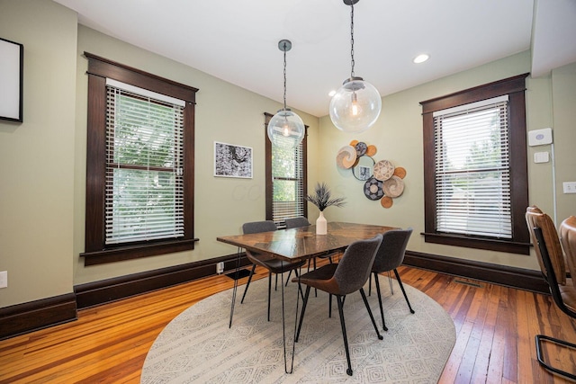 199 E Gates St, Columbus, OH 43206 - dining area featuring plenty of natural light, hardwood / wood-style floors, and recessed lighting