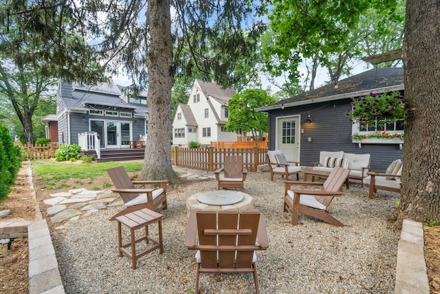 70 N Cassingham Rd, Columbus, OH 43209 - view of patio with a deck and an outdoor living space with a fire pit
