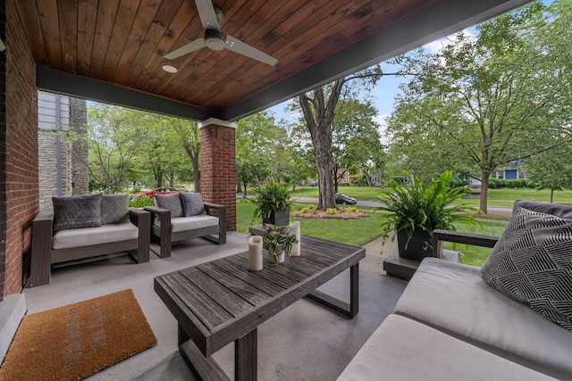 70 N Cassingham Rd, Columbus, OH 43209 - view of patio featuring outdoor lounge area and a ceiling fan
