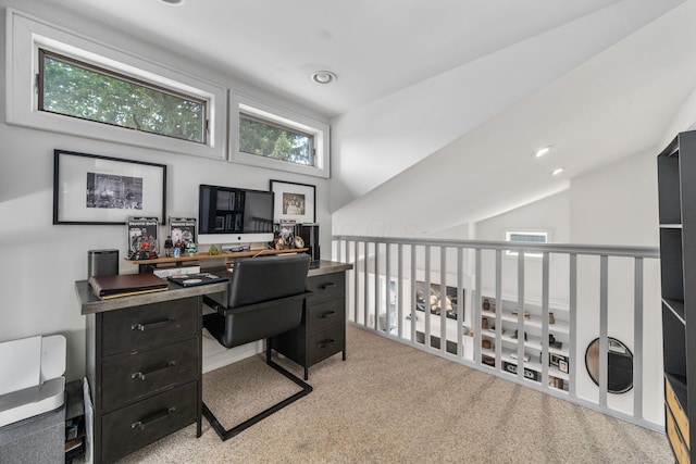 70 N Cassingham Rd, Columbus, OH 43209 - carpeted home office featuring plenty of natural light, vaulted ceiling, and recessed lighting