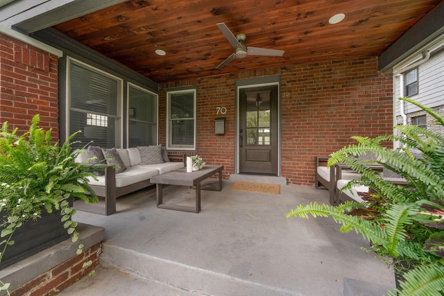 70 N Cassingham Rd, Columbus, OH 43209 - view of patio / terrace featuring ceiling fan and an outdoor living space