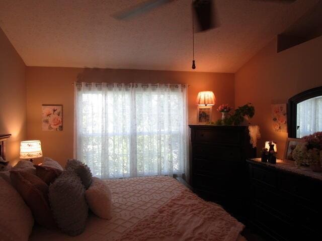5669 Maplewood Ct, Lewis Center, OH 43035 - bedroom with lofted ceiling, multiple windows, and a ceiling fan
