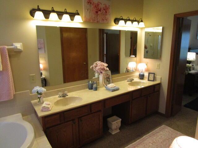 5669 Maplewood Ct, Lewis Center, OH 43035 - full bathroom with double vanity and a garden tub