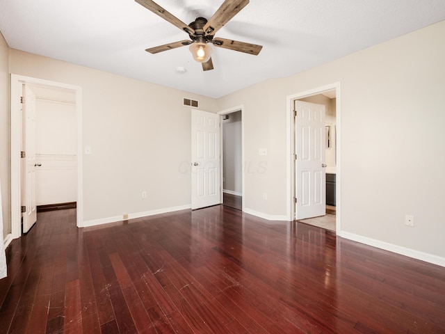 419 Sycamore Creek St, Pickerington, OH 43147 - unfurnished bedroom featuring wood finished floors, a ceiling fan, and a spacious closet