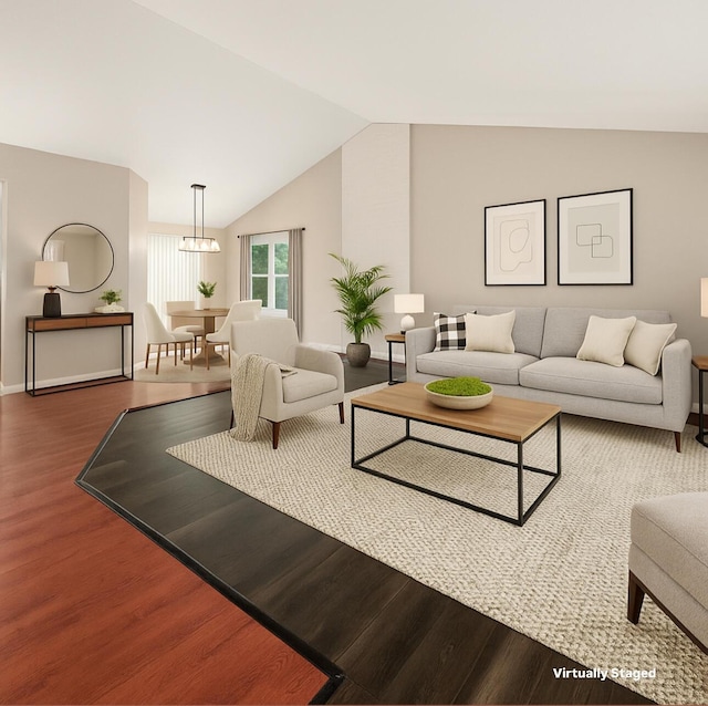 419 Sycamore Creek St, Pickerington, OH 43147 - living room featuring wood finished floors and vaulted ceiling