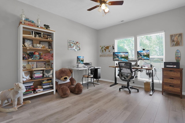 3388 Smileys Cor, Hilliard, OH 43026 - home office featuring a ceiling fan and wood finished floors