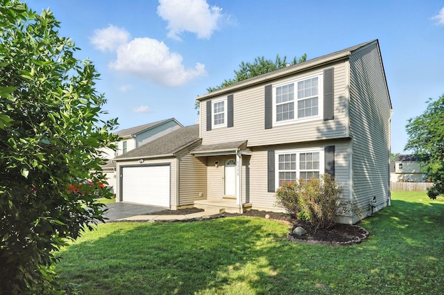 1771 Fern Trail Dr, Lancaster, OH 43130 - view of front of home with an attached garage, a front lawn, and driveway