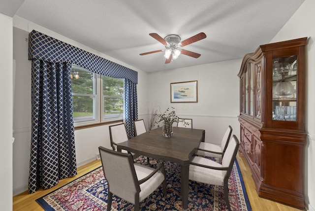 1539 Clubview Blvd S, Columbus, OH 43235 - dining room with light wood finished floors, ceiling fan, and a textured ceiling