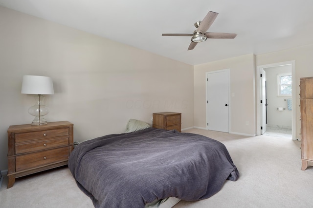 6853 Cedar Brook Pl, New Albany, OH 43054 - carpeted bedroom with a ceiling fan and connected bathroom