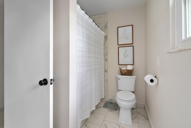 6853 Cedar Brook Pl, New Albany, OH 43054 - bathroom featuring marble finish flooring and a shower with curtain