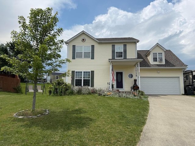 49 Northview Dr, Johnstown, OH 43031 - traditional home featuring driveway, a front lawn, an attached garage, and a shingled roof