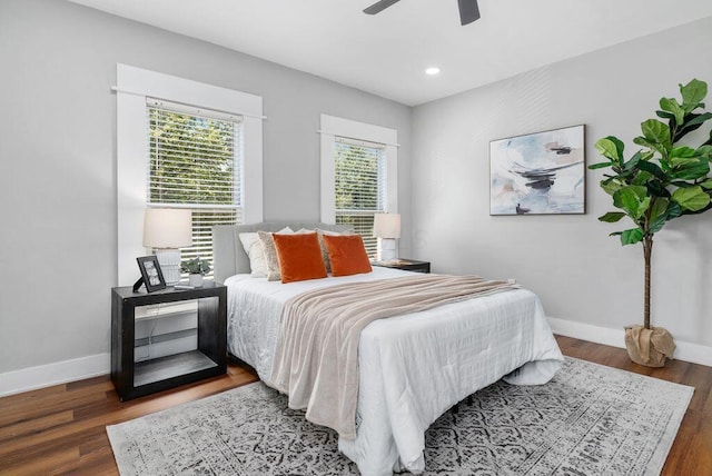 994 Harrison Ave, Columbus, OH 43201 - bedroom with wood finished floors, recessed lighting, and a ceiling fan