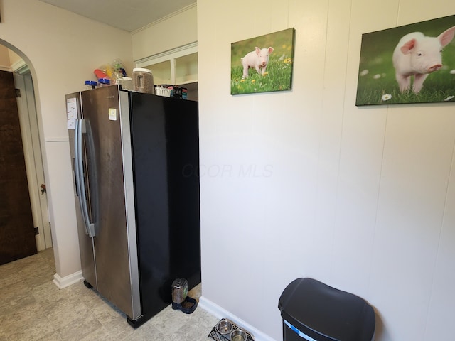 850 Grafton Rd, Newark, OH 43055 - kitchen featuring stainless steel refrigerator with ice dispenser and arched walkways