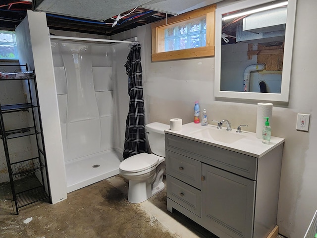 850 Grafton Rd, Newark, OH 43055 - full bathroom featuring unfinished concrete flooring, a shower with curtain, and vanity