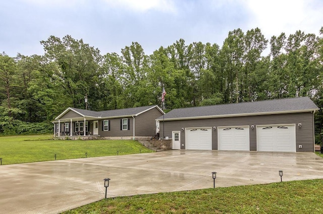 19366 Laurel Run Rd, Nelsonville, OH 45764 - ranch-style home featuring covered porch, driveway, and a front lawn