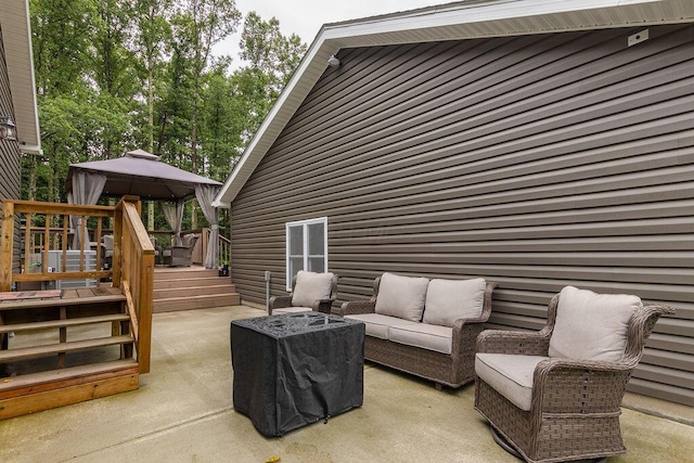 19366 Laurel Run Rd, Nelsonville, OH 45764 - view of patio / terrace featuring a gazebo, an outdoor hangout area, and a deck