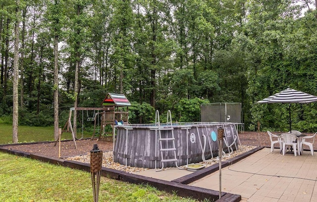 19366 Laurel Run Rd, Nelsonville, OH 45764 - outdoor pool with a patio area and a playground