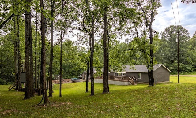 19366 Laurel Run Rd, Nelsonville, OH 45764 - view of green lawn featuring a wooden deck