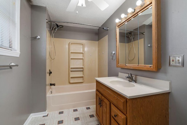 99 Maple Ave, Chillicothe, OH 45601 - full bath with tub / shower combination, vanity, tile patterned floors, and ceiling fan