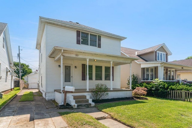 99 Maple Ave, Chillicothe, OH 45601 - view of front of property with a porch and a detached garage