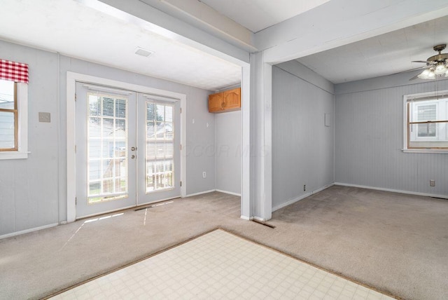 99 Maple Ave, Chillicothe, OH 45601 - carpeted empty room featuring french doors and ceiling fan