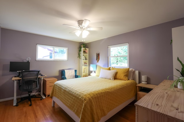 5081 Mengel Ln, Hilliard, OH 43026 - bedroom with multiple windows, light wood-style flooring, and a ceiling fan