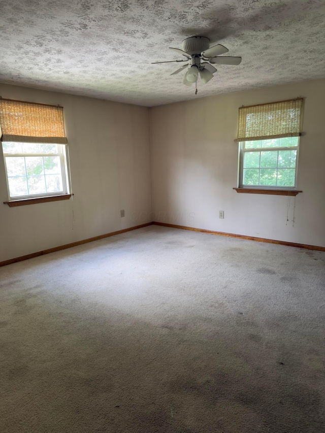 3660 Watt Rd, Columbus, OH 43230 - empty room with plenty of natural light, carpet, a textured ceiling, and ceiling fan