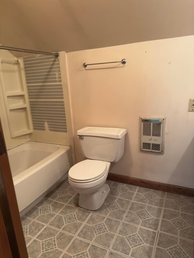 3660 Watt Rd, Columbus, OH 43230 - bathroom featuring heating unit, shower / bathtub combination, and tile patterned floors