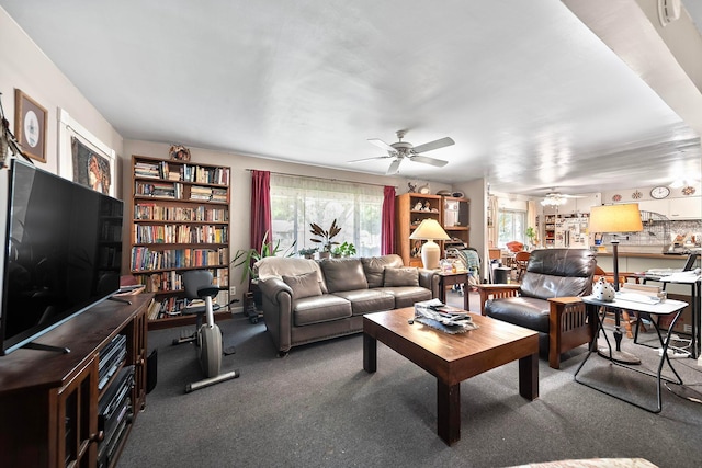 3750 Dresden St, Columbus, OH 43224 - living room with ceiling fan and carpet flooring