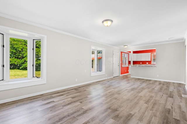 3851 Security Dr, Grove City, OH 43123 - unfurnished living room with light wood-style floors and ornamental molding