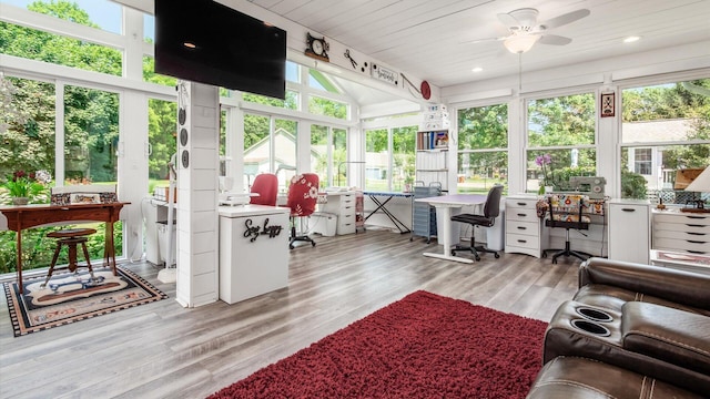 405 Meadowland Dr, Newark, OH 43055 - sunroom featuring healthy amount of natural light, wood finished floors, recessed lighting, and wood ceiling