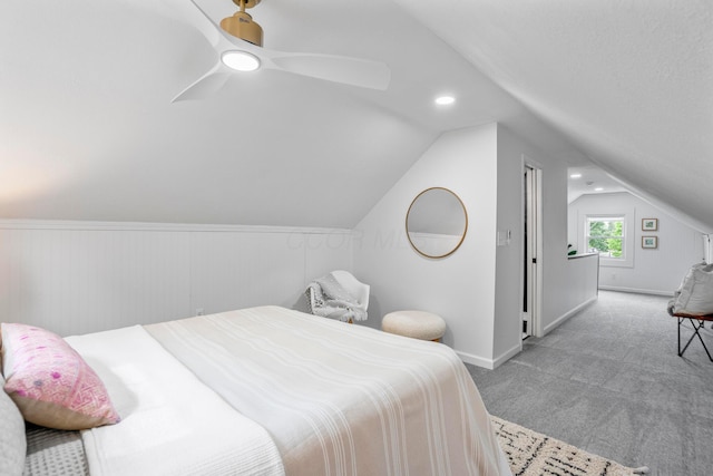 287 S Roys Ave, Columbus, OH 43204 - bedroom with carpet floors, vaulted ceiling, and a ceiling fan