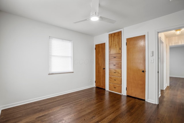 287 S Roys Ave, Columbus, OH 43204 - unfurnished bedroom featuring dark wood-style floors and ceiling fan