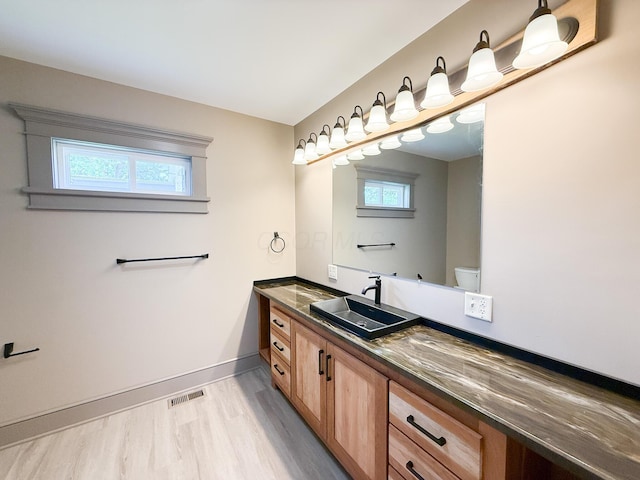 69 N Cherry St, Mount Gilead, OH 43338 - bathroom with plenty of natural light, vanity, and wood finished floors