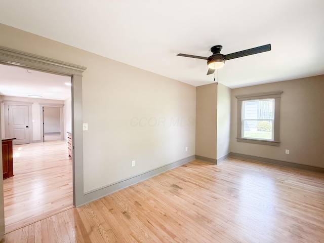 69 N Cherry St, Mount Gilead, OH 43338 - spare room featuring light wood-type flooring and a ceiling fan