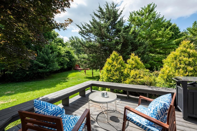 3823 Ramblehurst Rd, Columbus, OH 43221 - deck featuring a yard and view of wooded area