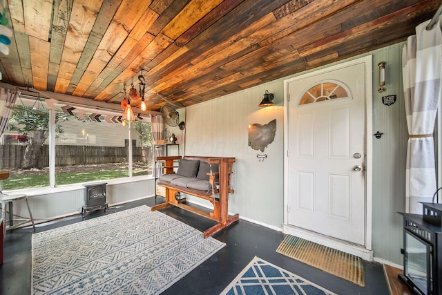 1467 Melrose Ave, Columbus, OH 43224 - sunroom / solarium featuring a wood stove