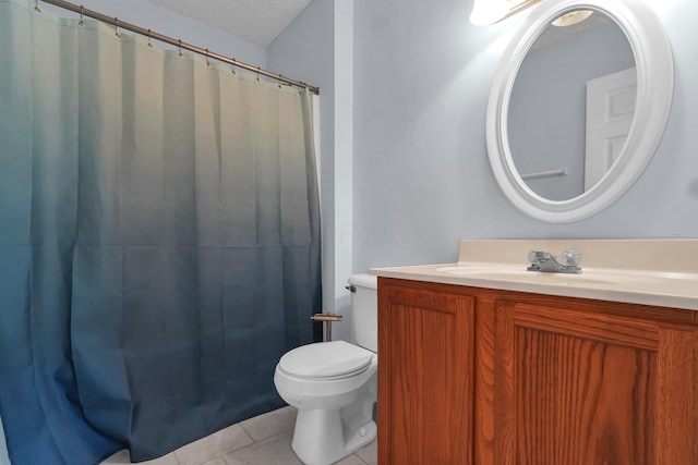 5683 Levi Kramer Blvd, Canal Winchester, OH 43110 - full bath with vanity, tile patterned floors, curtained shower, and a textured ceiling