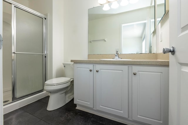 7145 Billy Goat Dr, New Albany, OH 43054 - bathroom featuring a stall shower, vanity, and tile patterned floors