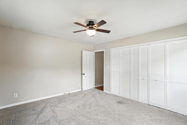 899 Meadowview Dr, Columbus, OH 43224 - unfurnished bedroom featuring carpet floors, a closet, and a ceiling fan