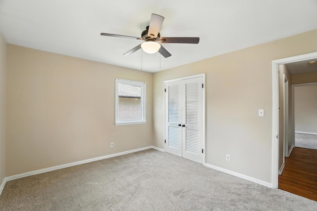 899 Meadowview Dr, Columbus, OH 43224 - unfurnished bedroom with a closet, carpet flooring, and ceiling fan