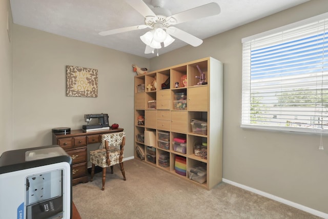 664 Dukewell Pl, Galloway, OH 43119 - office space with carpet and a ceiling fan