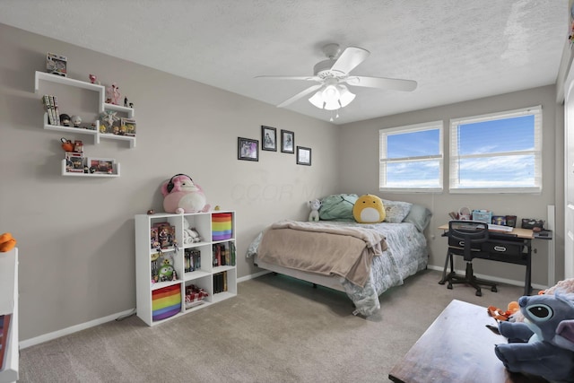 664 Dukewell Pl, Galloway, OH 43119 - carpeted bedroom featuring ceiling fan and a textured ceiling