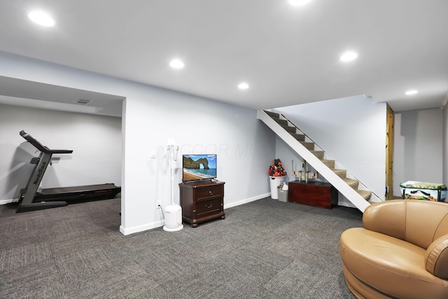 664 Dukewell Pl, Galloway, OH 43119 - sitting room featuring stairs, carpet, and recessed lighting