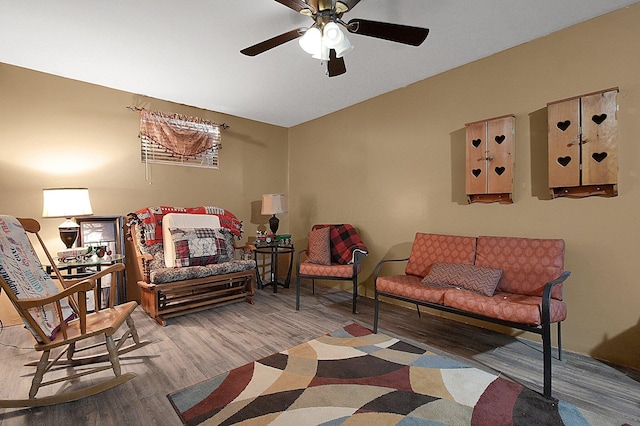 8713 State Route 207, Mount Sterling, OH 43143 - living room with wood finished floors, ceiling fan, and lofted ceiling