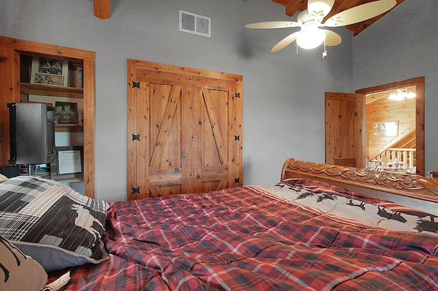 8713 State Route 207, Mount Sterling, OH 43143 - bedroom featuring ceiling fan and a high ceiling