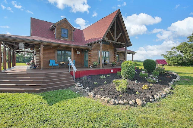 8713 State Route 207, Mount Sterling, OH 43143 - back of house with log siding and a yard