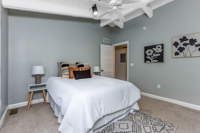 2109 W 5th Ave Unit C, Grandview Heights, OH 43212 - bedroom featuring light carpet, electric panel, and a ceiling fan