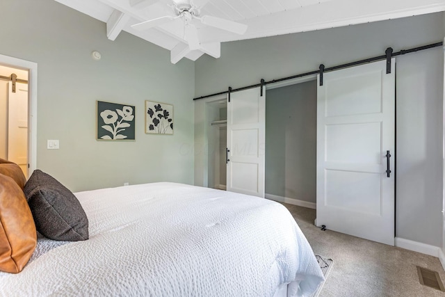 2109 W 5th Ave Unit C, Grandview Heights, OH 43212 - carpeted bedroom featuring a barn door and ceiling fan